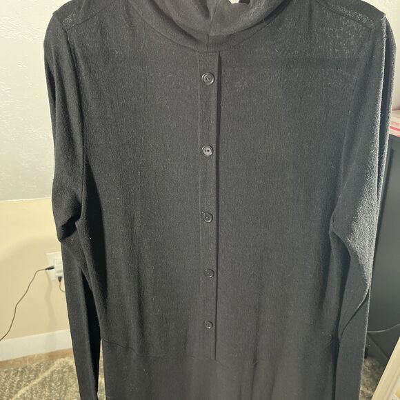 Soft Surroundings Women's black turtleneck sweater dress large buttonback Pocket - Picture 3 of 9